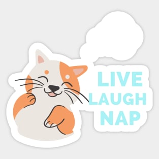 Live Laugh Nap - Black And Blue Simple Font - Funny Meme Sarcastic Satire Sticker